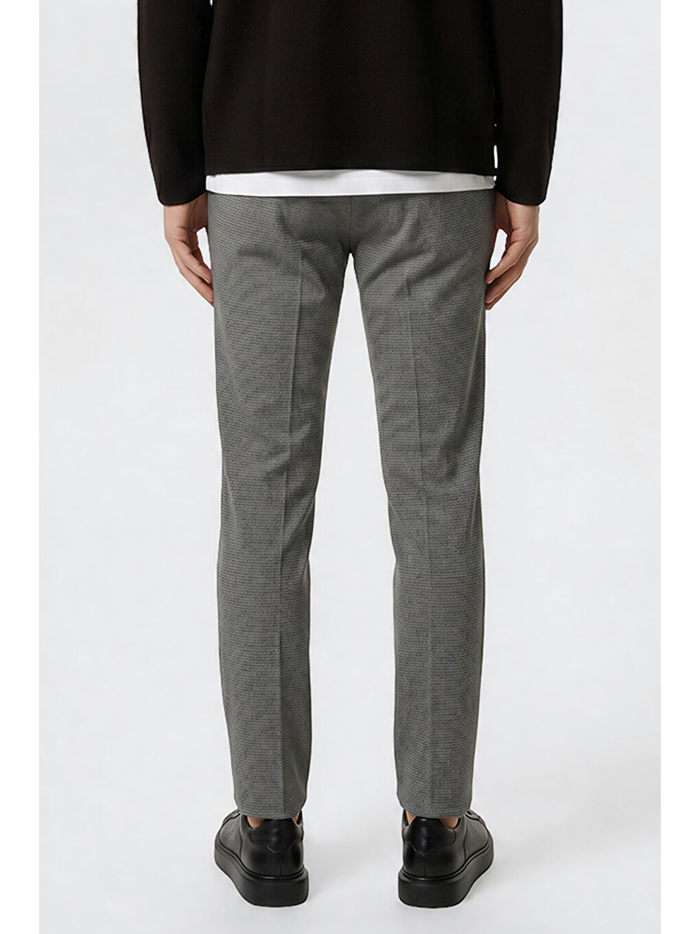 Erkek Gri-Mavi Pamuklu Slim Fit Dar Kesim Armürlü 5 Cepli Esnek Pantolon-4