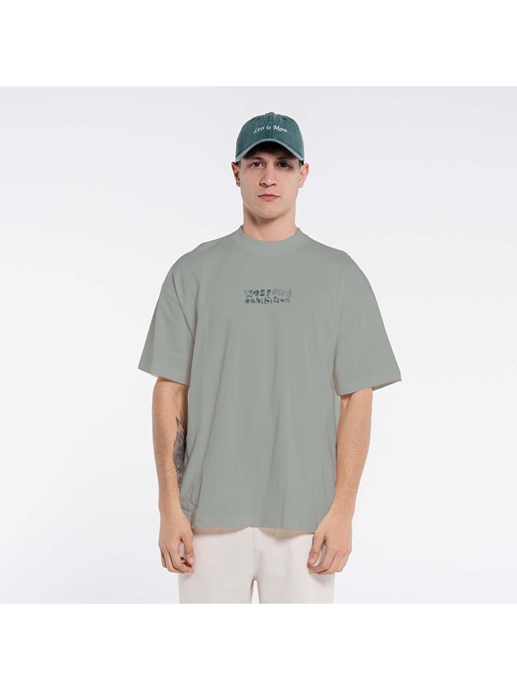 Pika Erkek Mint Yeşil %100 Pamuk Bisiklet Yaka Ekstra Oversize Tişört