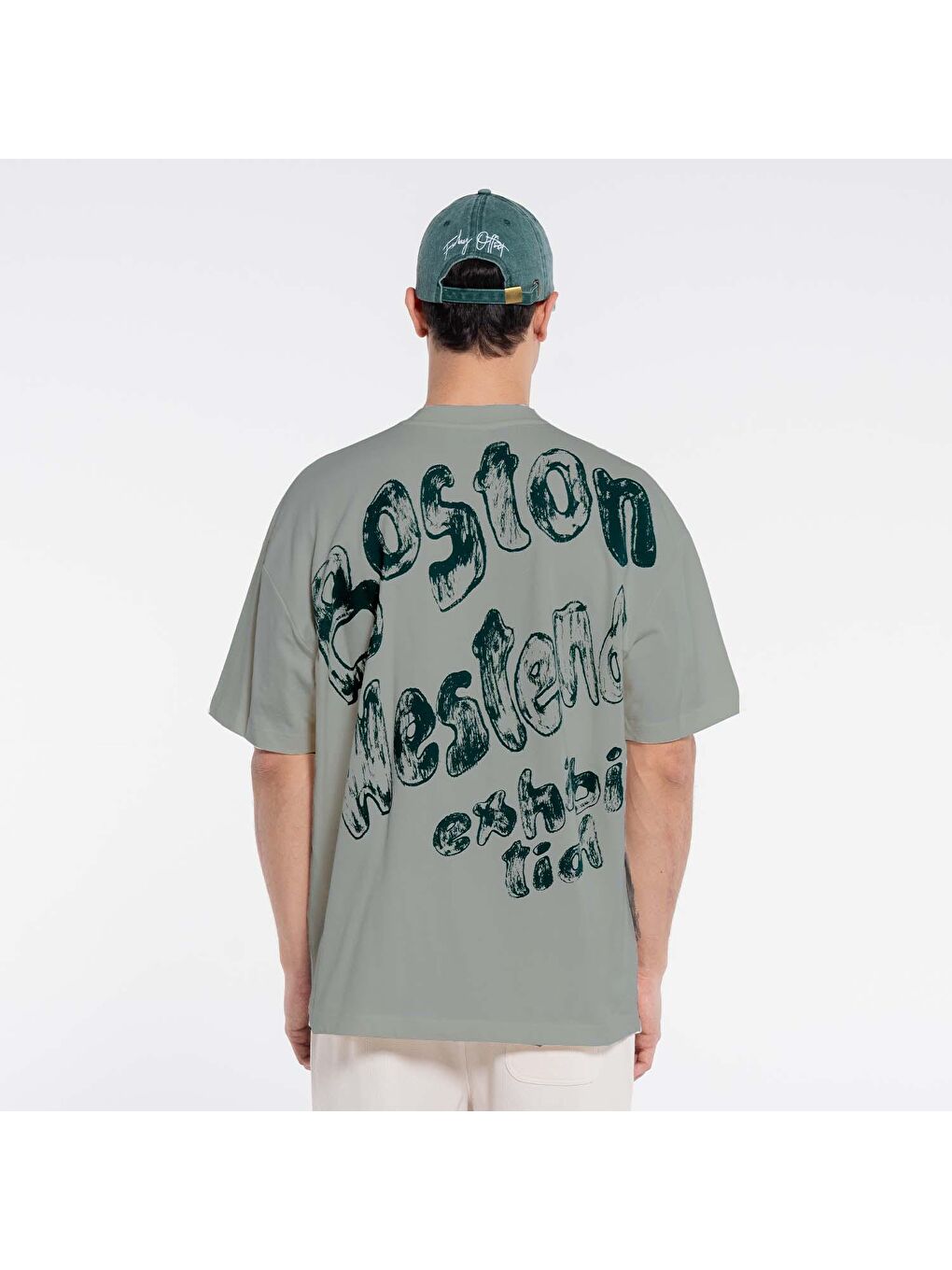 Pika Erkek Mint Yeşil %100 Pamuk Bisiklet Yaka Ekstra Oversize Tişört-1