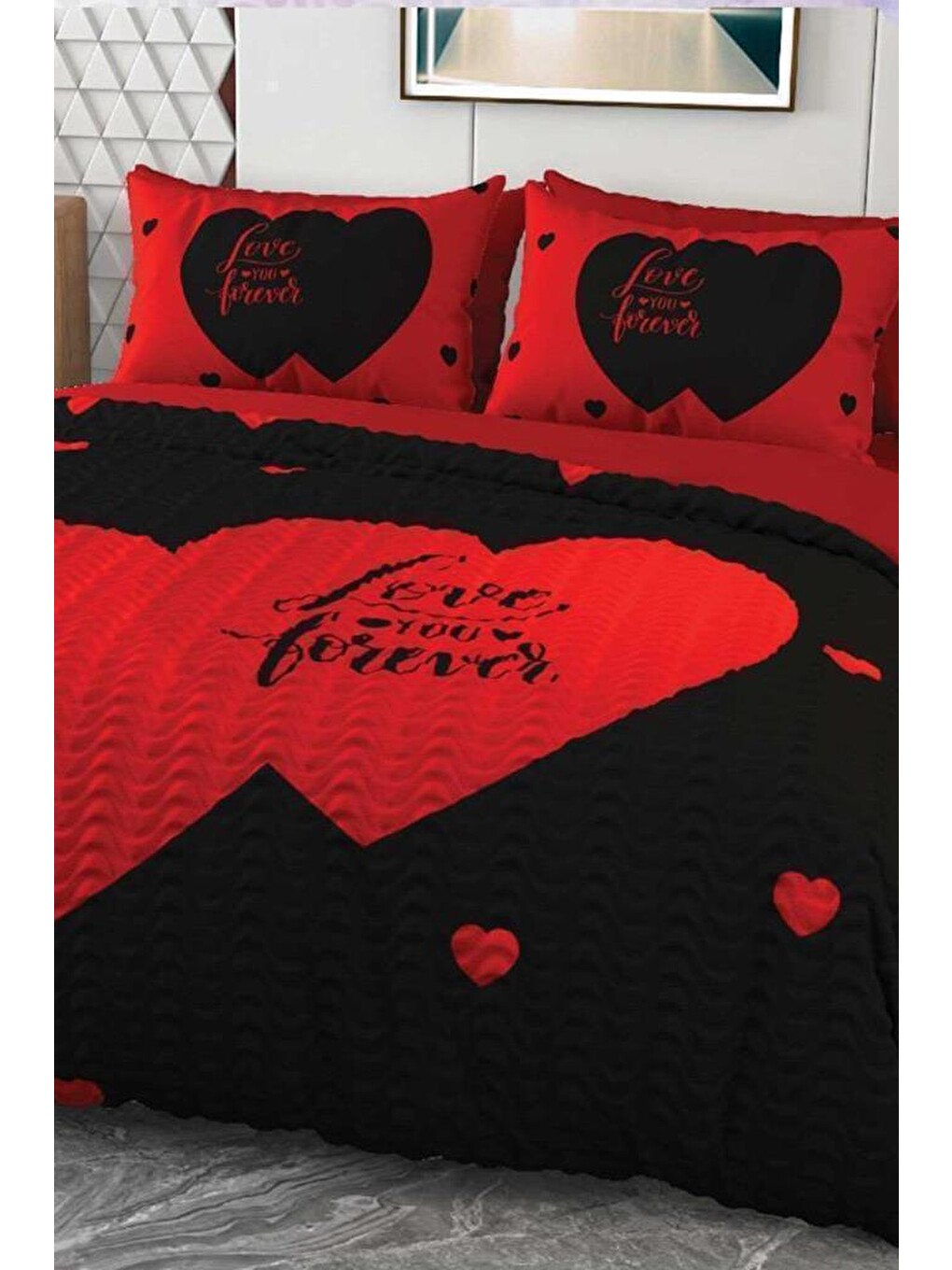 Karışık Love You Mikro Saten 3d Dijital Baskılı Dört Mevsim Çift Kişilik Nevresim Takımı