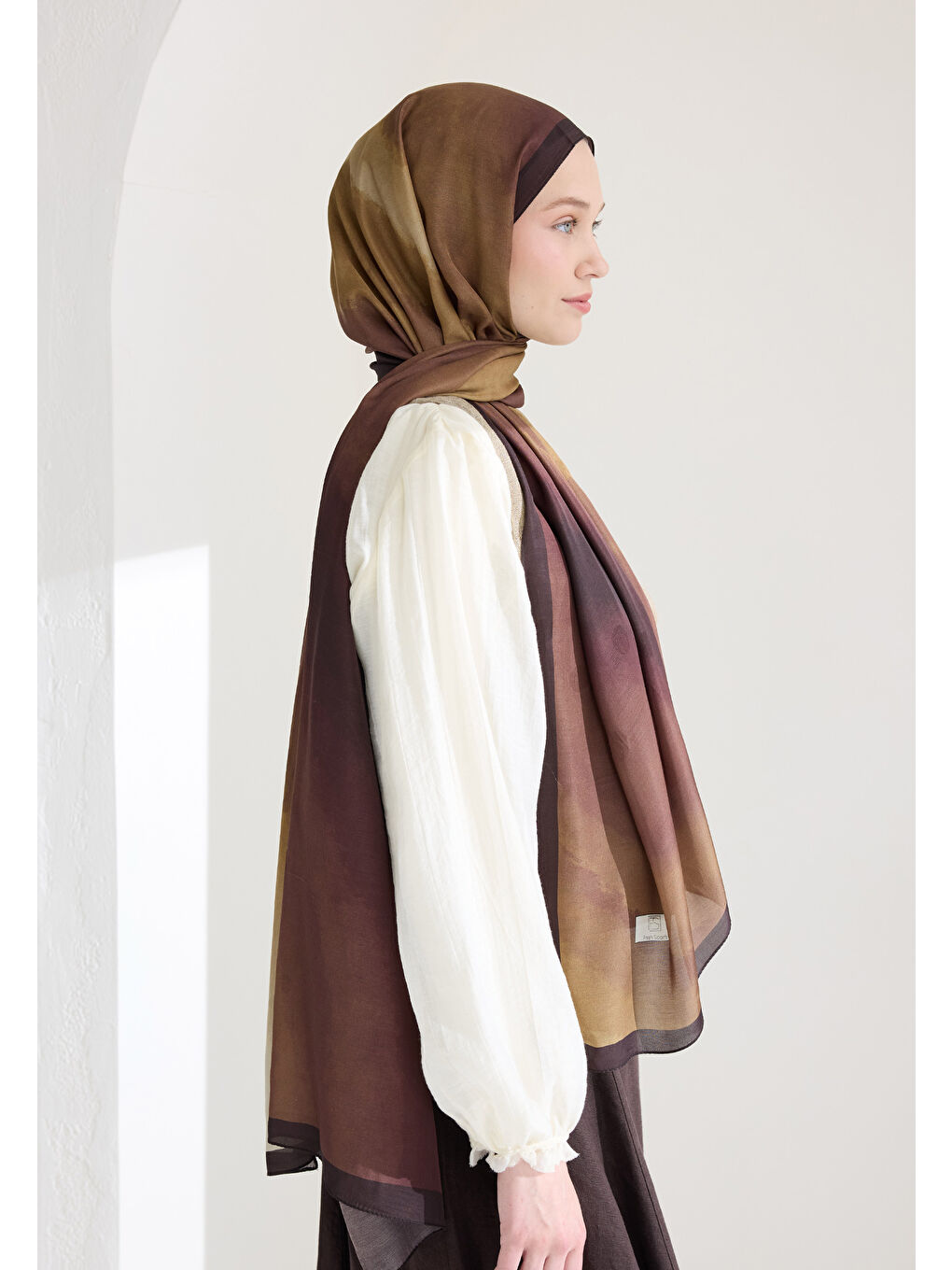 Kahverengi Ombre Floş Viskon Şal Kahve-2