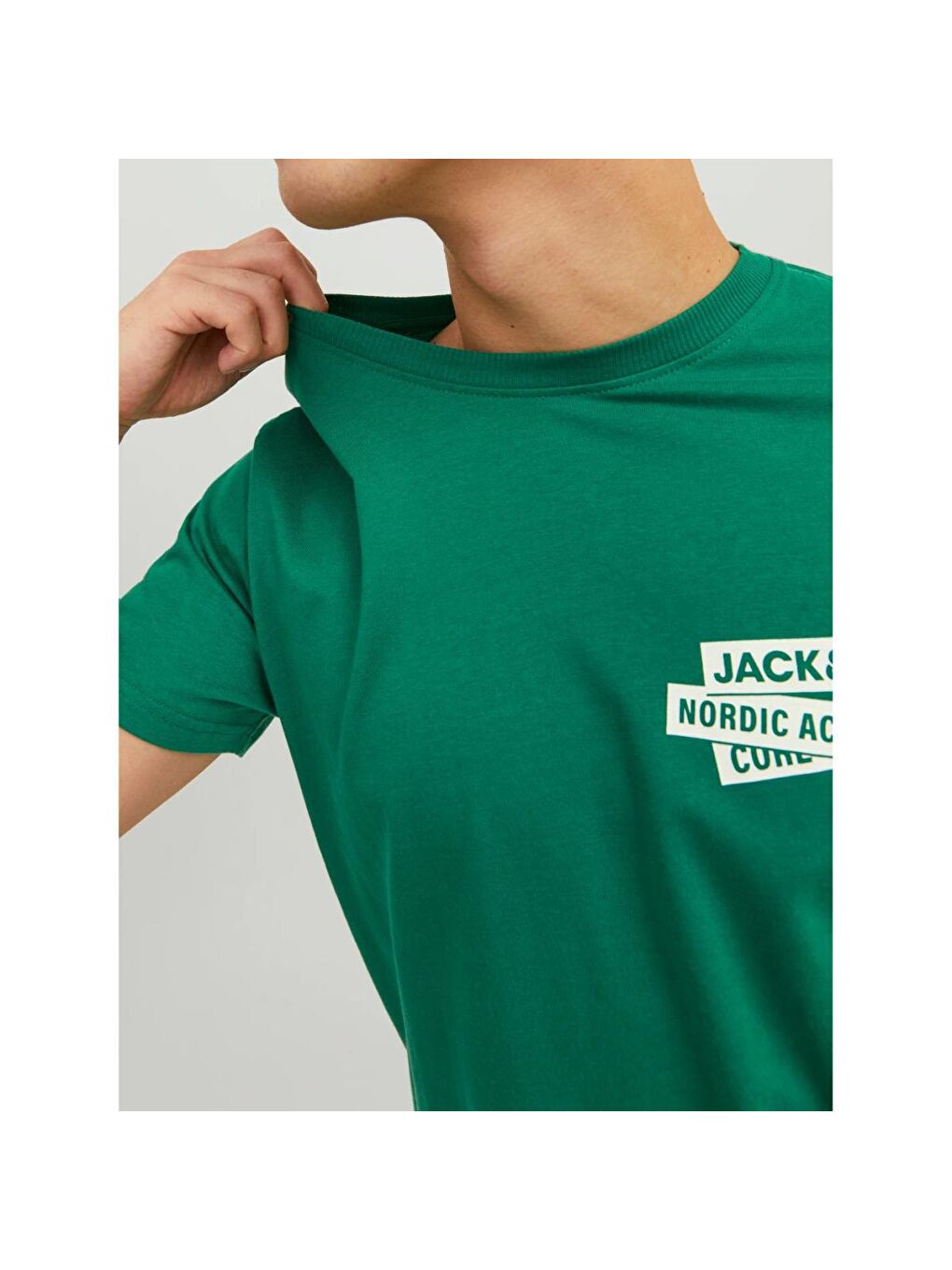 Jack & Jones Spirit Logo Erkek Yeşil Bisiklet Yaka Tişört - 2