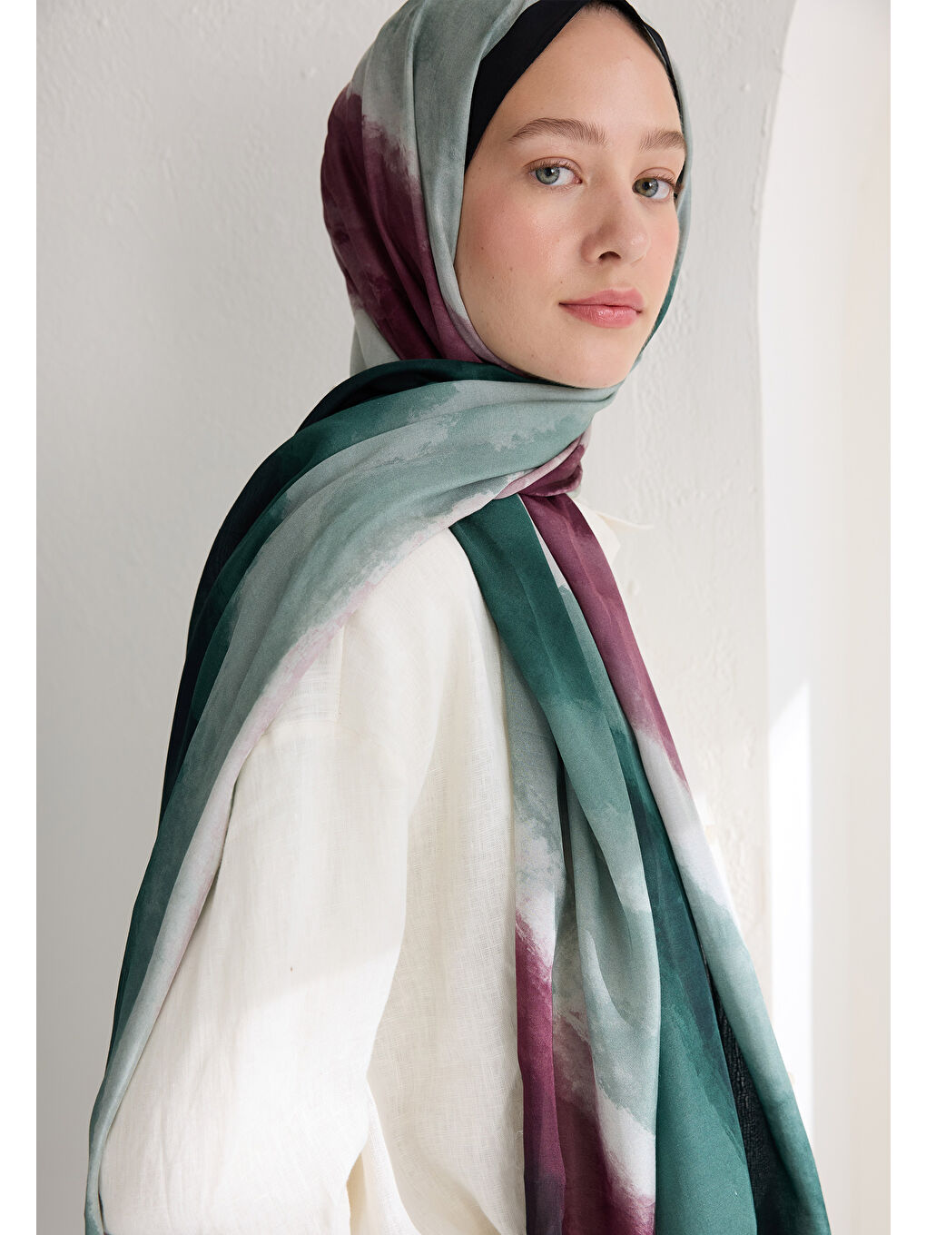 Ombre Floş Viskon Şal Derin Yeşil-3