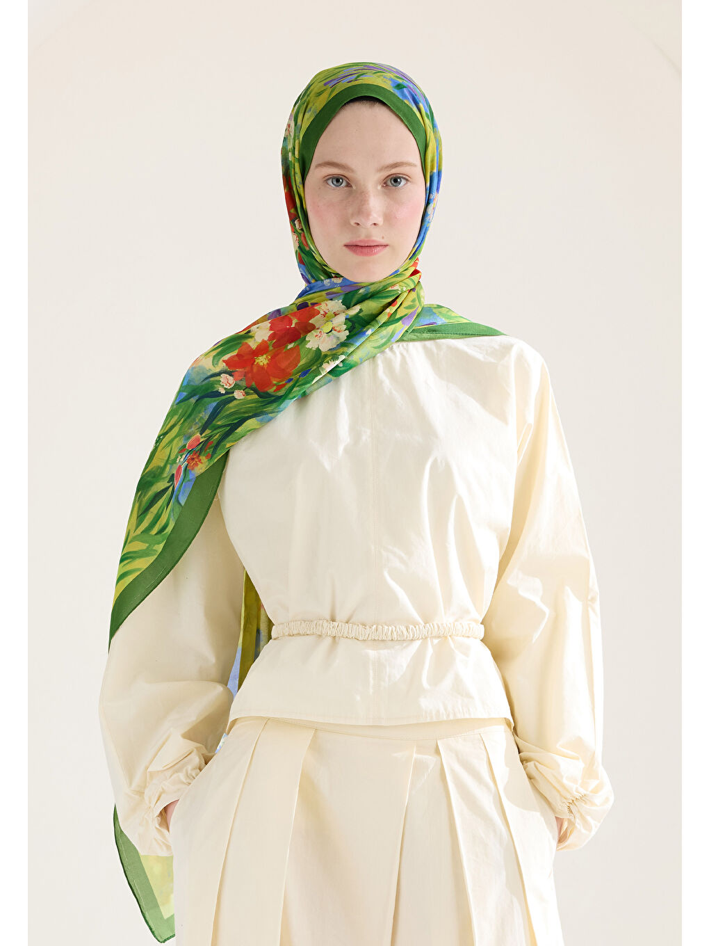 Yeşil Sweet Garden Floş Viskon Şal Orman-2