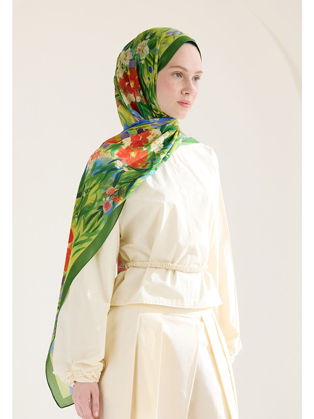 Yeşil Sweet Garden Floş Viskon Şal Orman-3