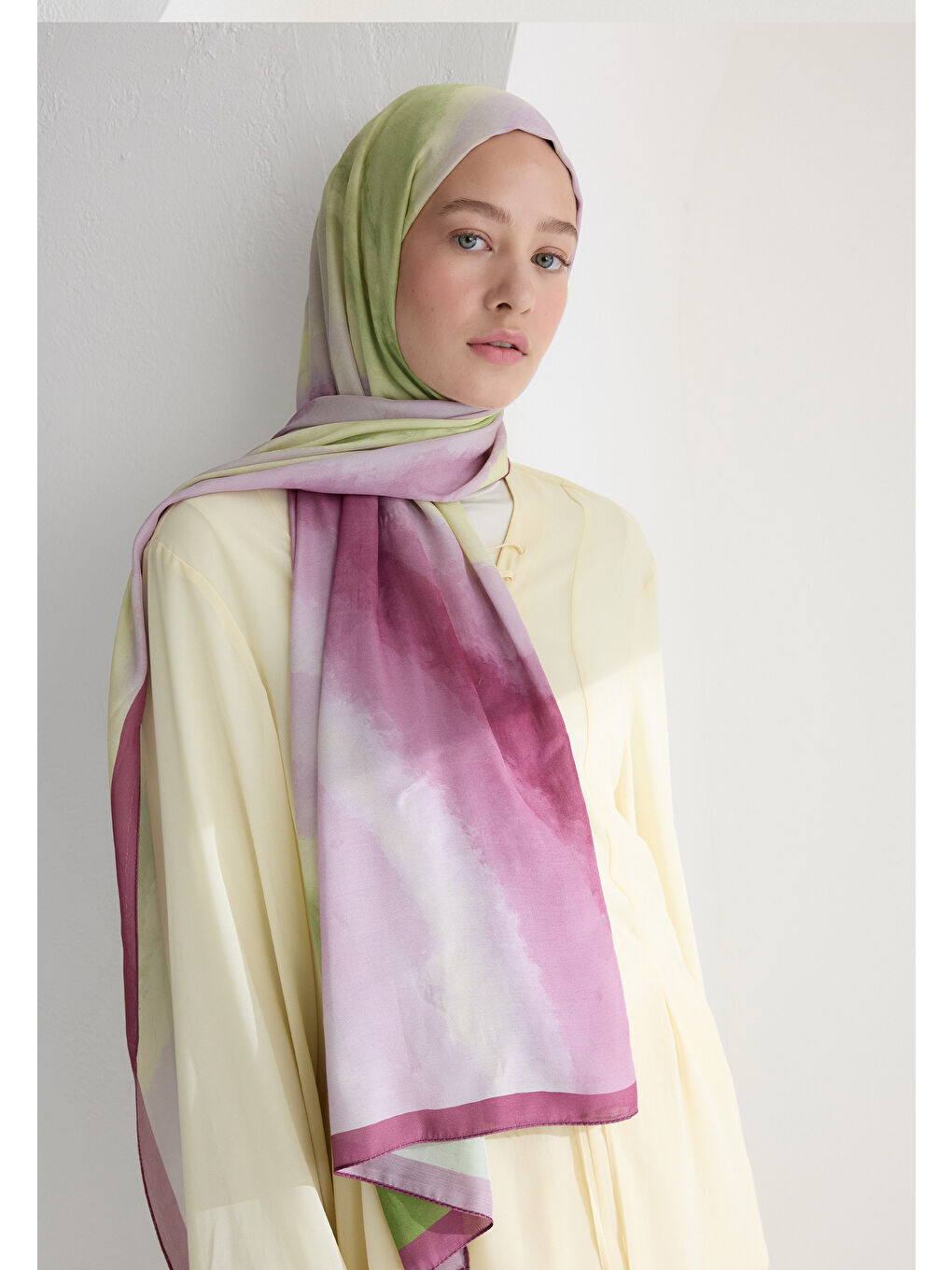 Ombre Floş Viskon Şal Gül Pembe