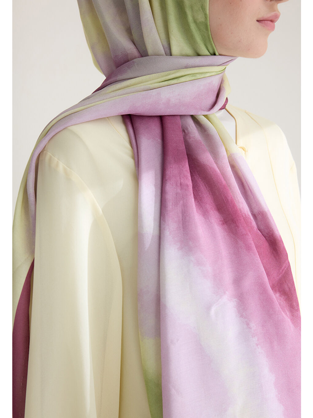 Ombre Floş Viskon Şal Gül Pembe-2