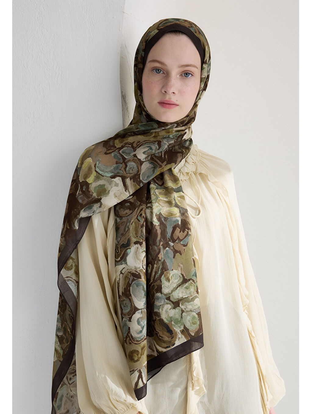 Kahverengi Astra Floş Viskon Şal Kahve-1