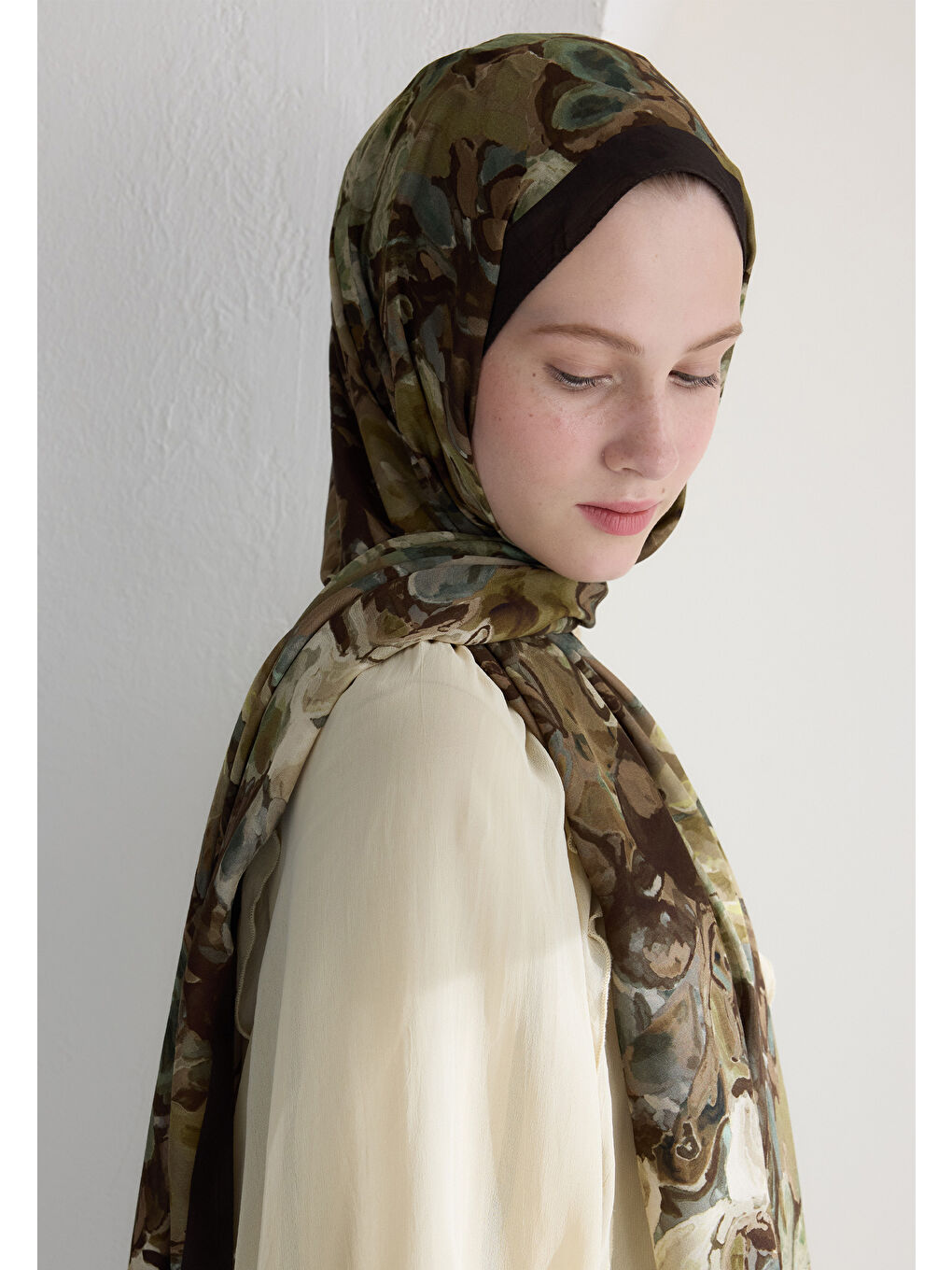 Kahverengi Astra Floş Viskon Şal Kahve-2