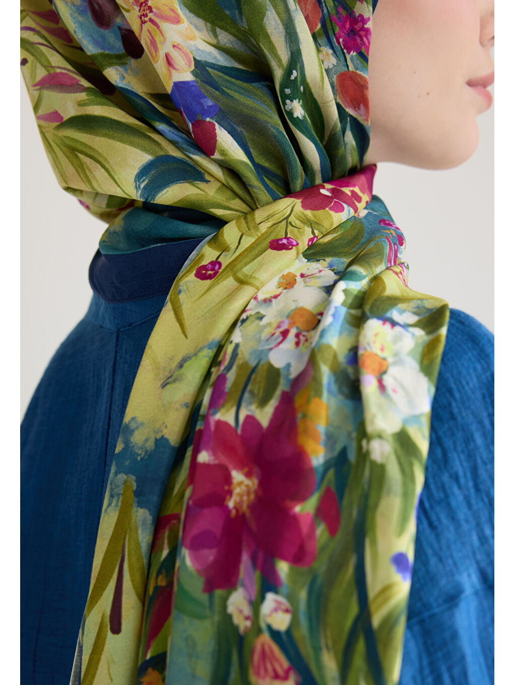 Sweet Garden Floş Viskon Şal İndigo-3