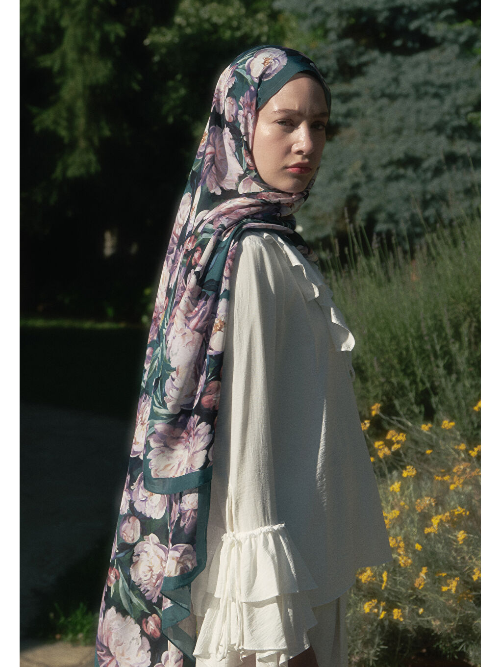 Lotus Floş Viskon Şal Petrol-3