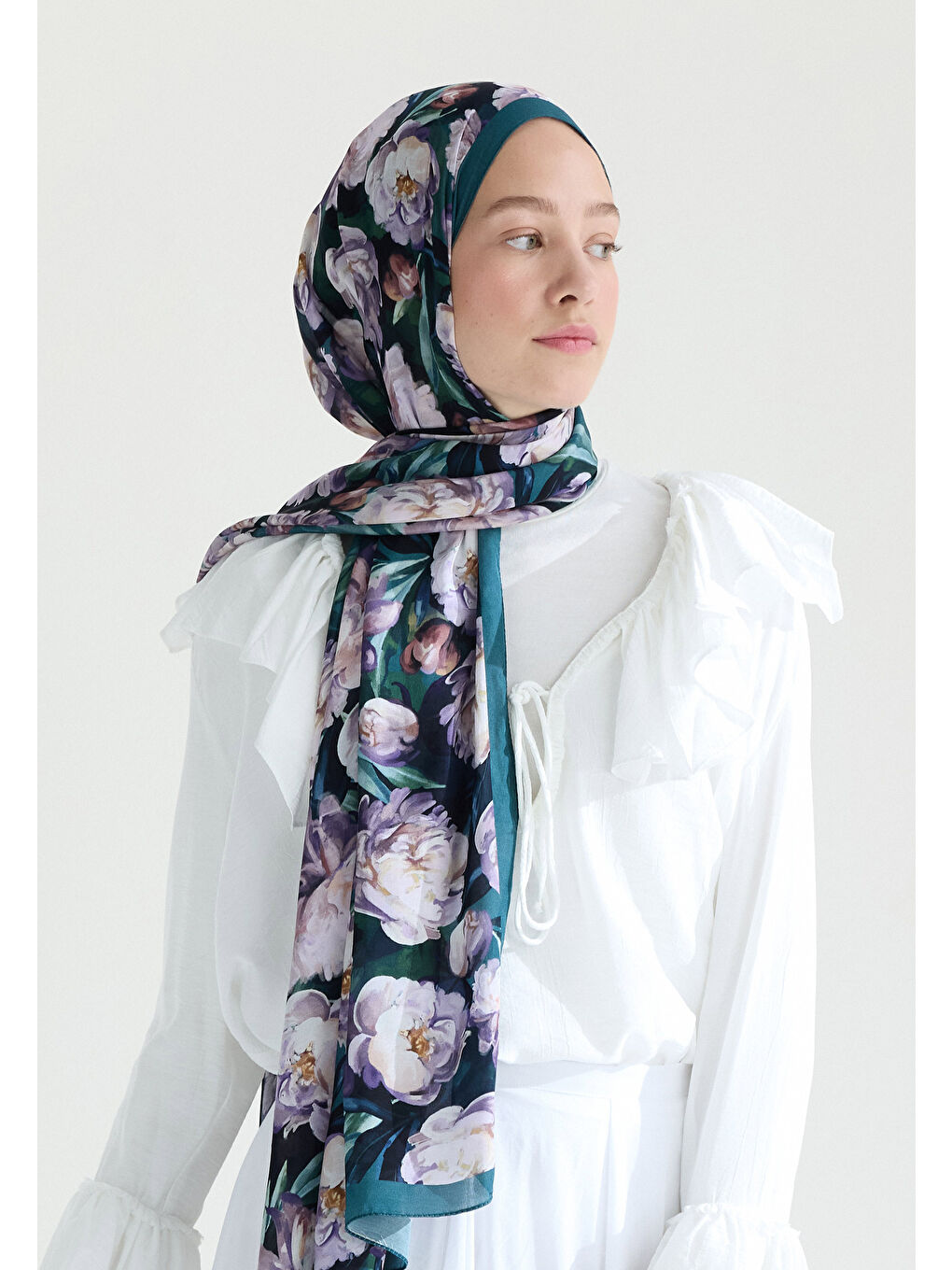 Lotus Floş Viskon Şal Petrol-4