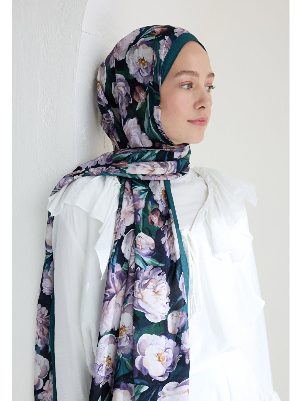 Lotus Floş Viskon Şal Petrol-2