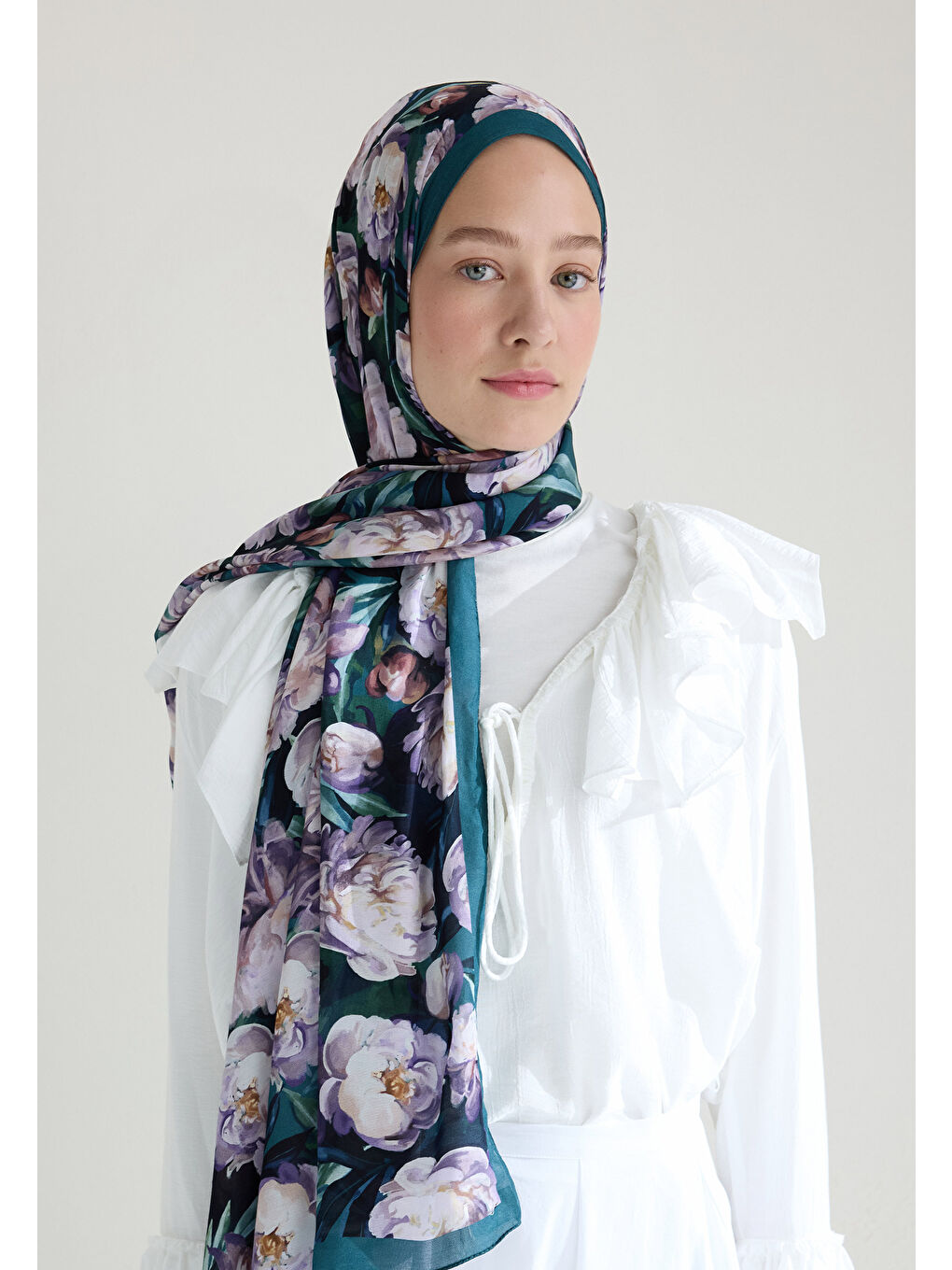 Lotus Floş Viskon Şal Petrol-1