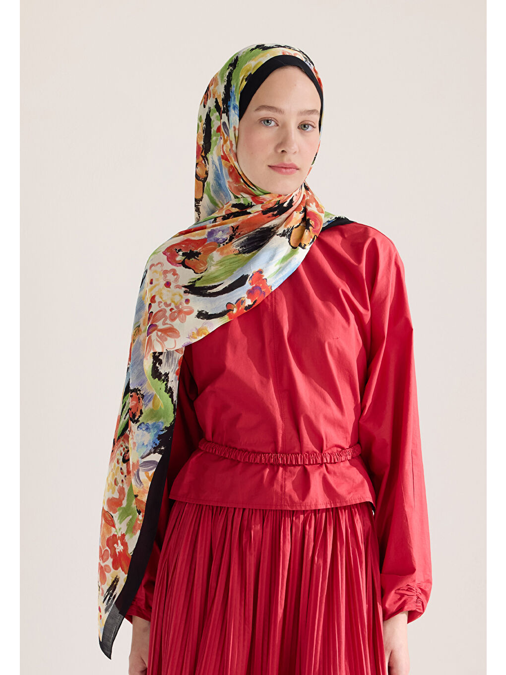 Vınnıe Floş Viskon Şal Siyah-2