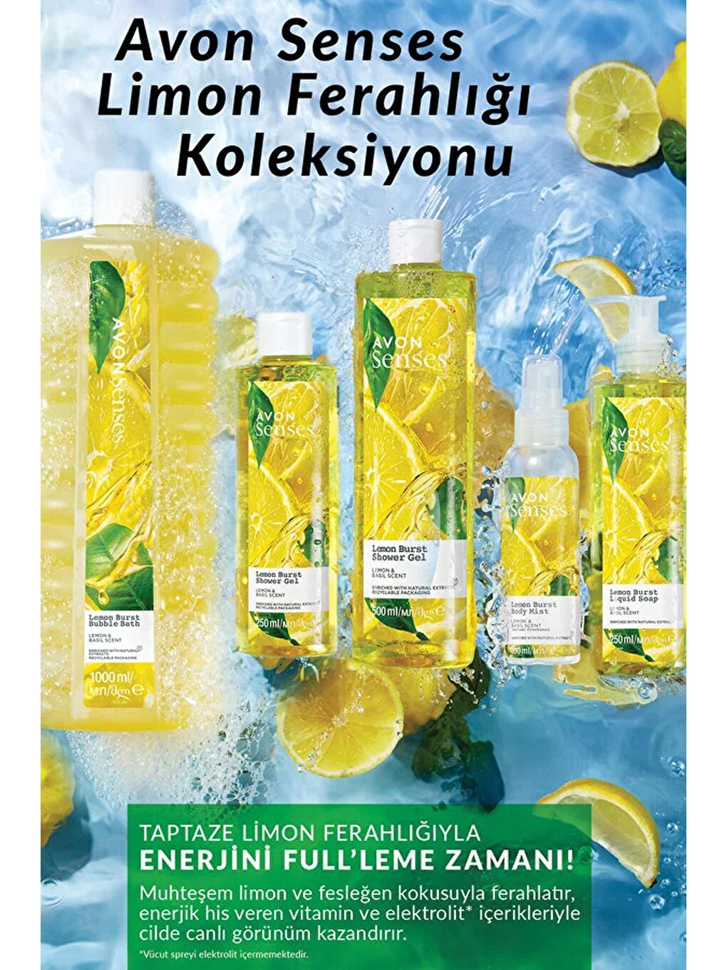 AVON Renksiz Senses Lemon Burst Limon ve Reyhan Kokulu Banyo Köpüğü 1 Lt. - 3