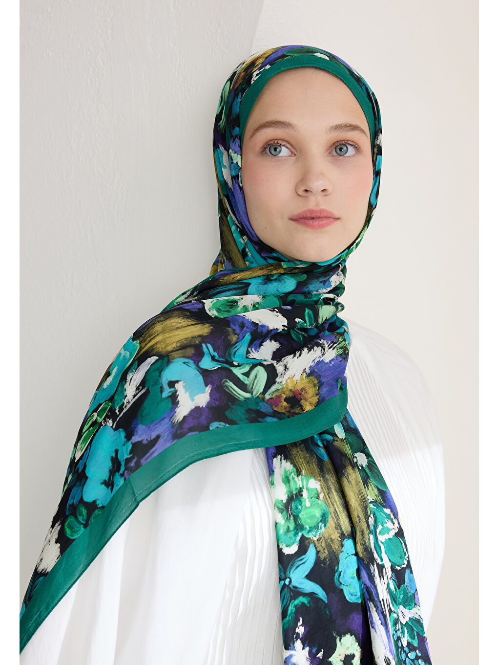 Vınnıe Floş Viskon Şal Derin Yeşil-2