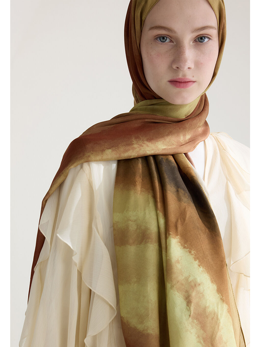 Sarı Ombre Floş Viskon Şal Sahra-1