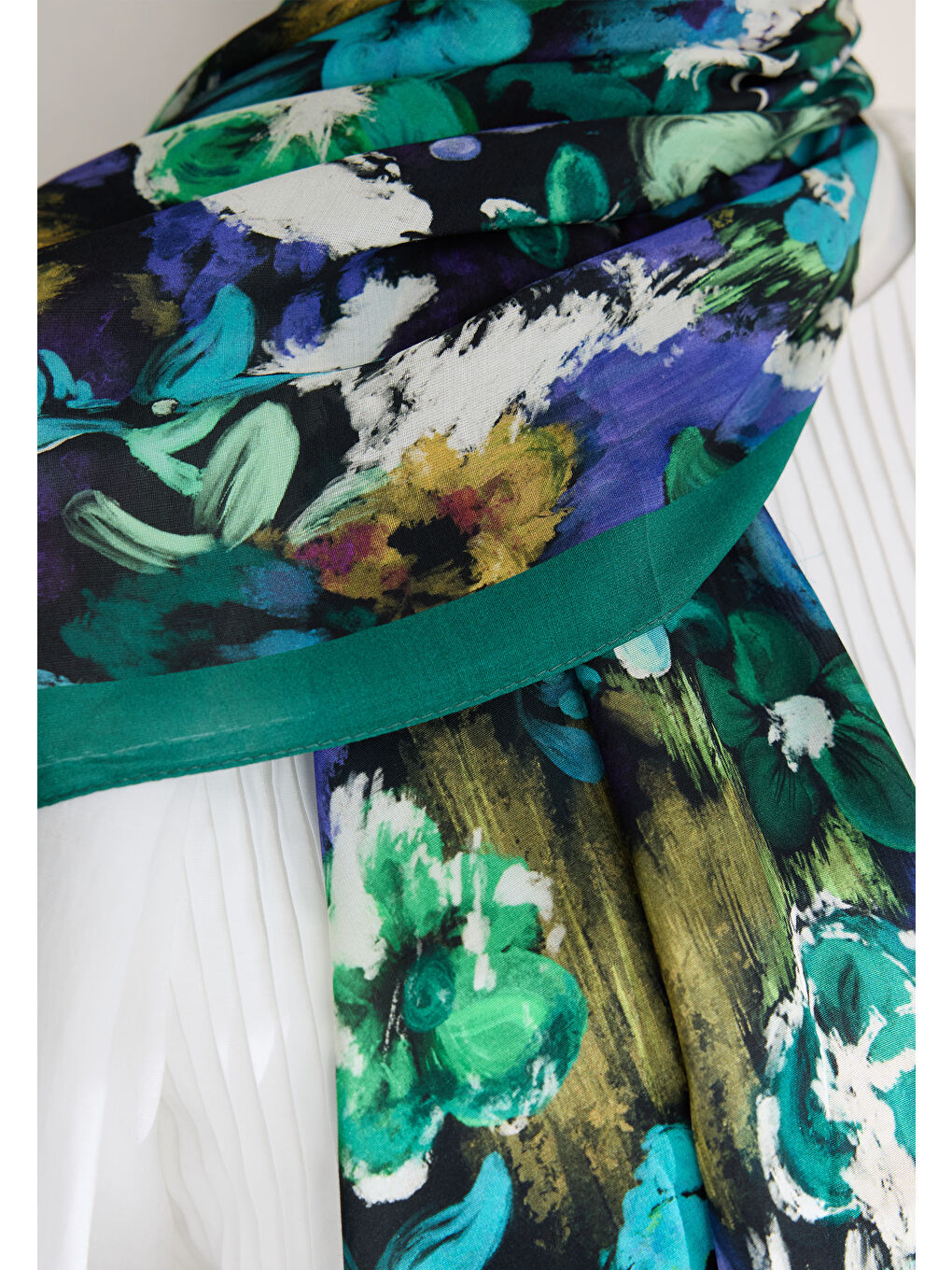 Vınnıe Floş Viskon Şal Derin Yeşil-3