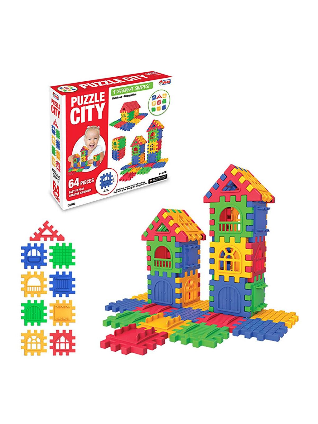 DEDE OYUNCAK Karışık Puzzle City 64 Parça