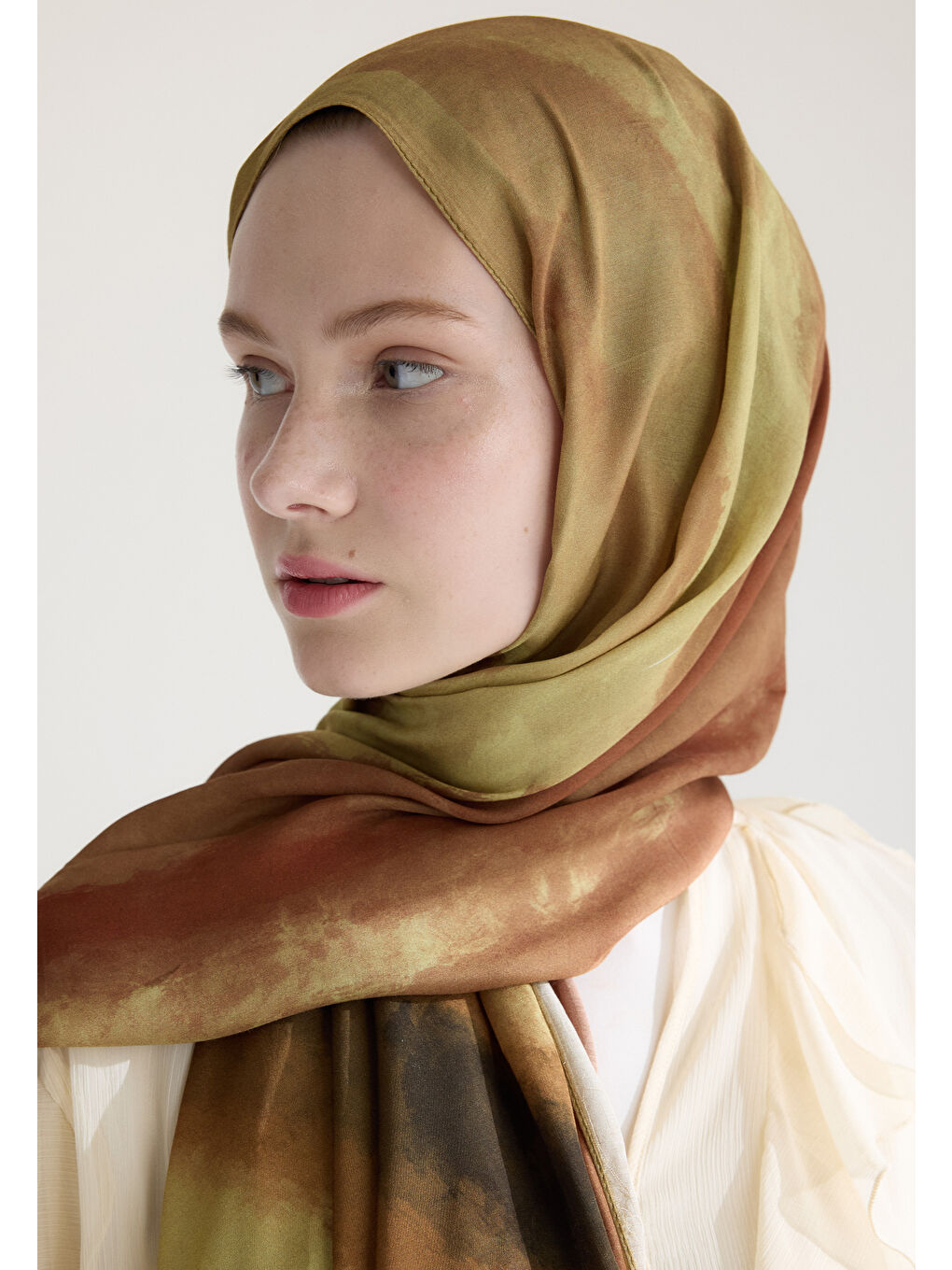 Sarı Ombre Floş Viskon Şal Sahra-3