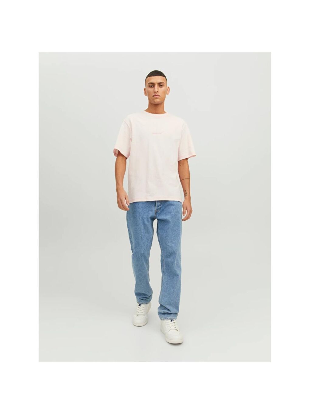 Jack & Jones Faded Erkek Pembe Bisiklet Yaka Tişört - 1