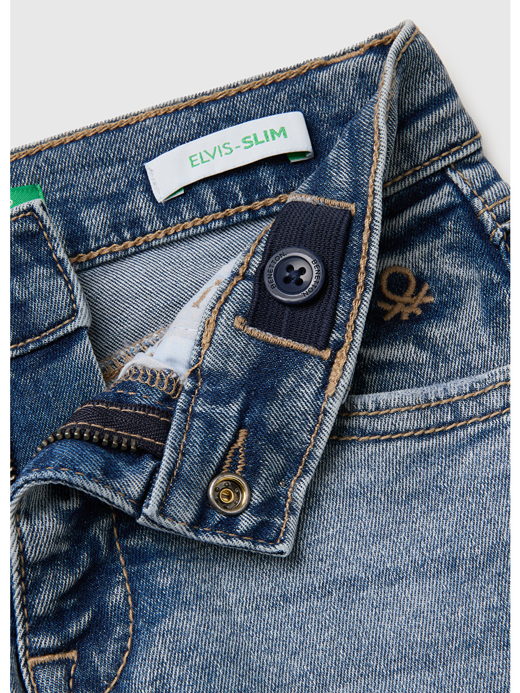 Mavi Erkek Bebek Açık Denim Önü Logo İşlemeli Slim Fit Cepli Denim Pantolon-2