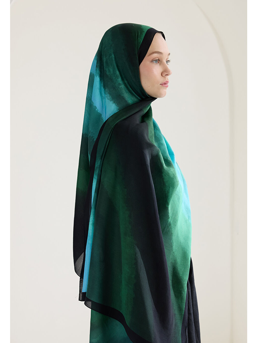 Ombre Floş Viskon Şal Siyah-1