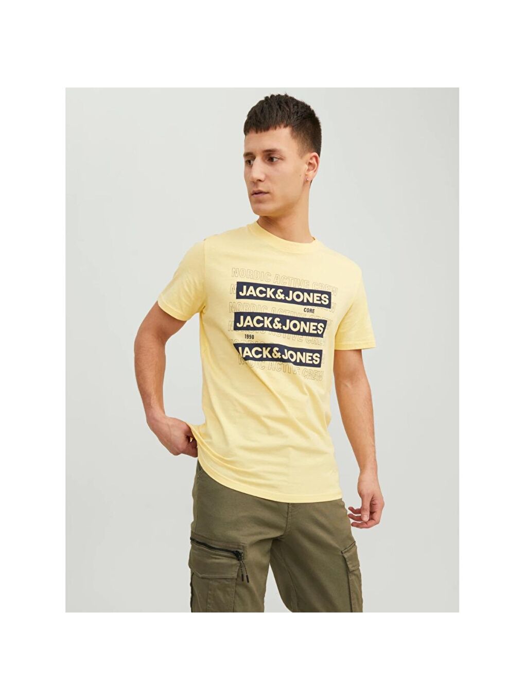 Jack & Jones Spirit Logo Erkek Sarı Bisiklet Yaka Tişört