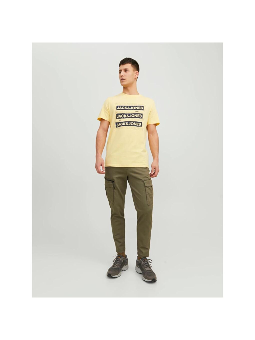 Jack & Jones Spirit Logo Erkek Sarı Bisiklet Yaka Tişört - 1