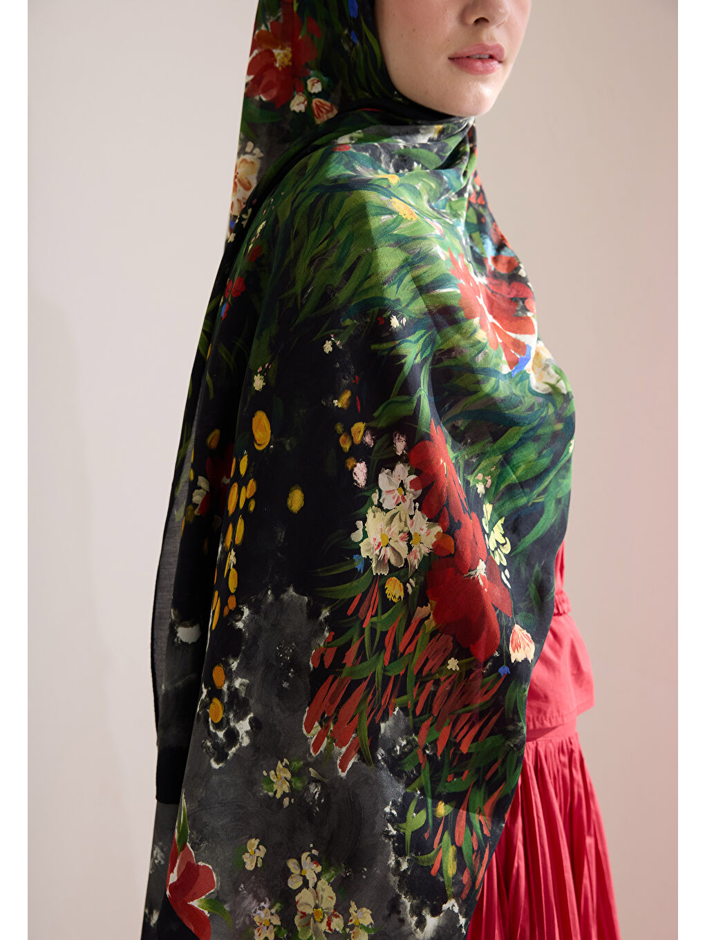 Sweet Garden Floş Viskon Şal Siyah-3