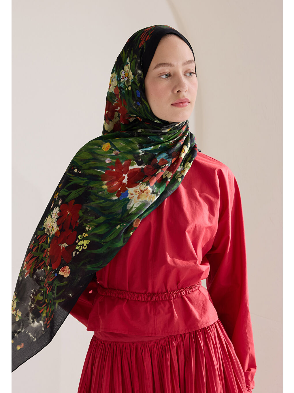 Sweet Garden Floş Viskon Şal Siyah-1