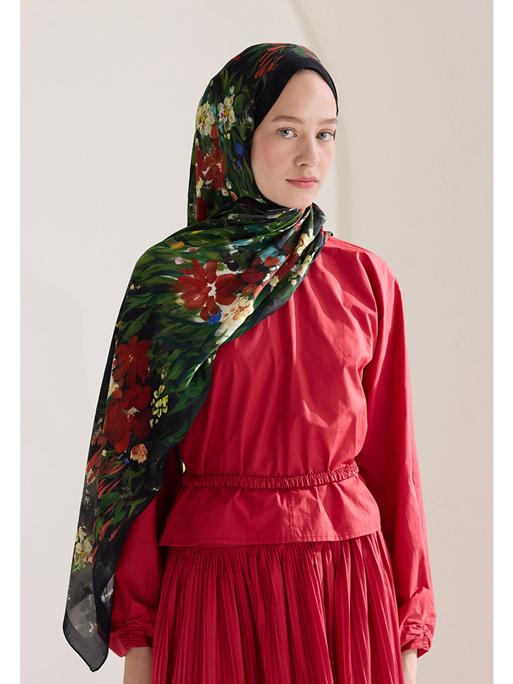 Sweet Garden Floş Viskon Şal Siyah