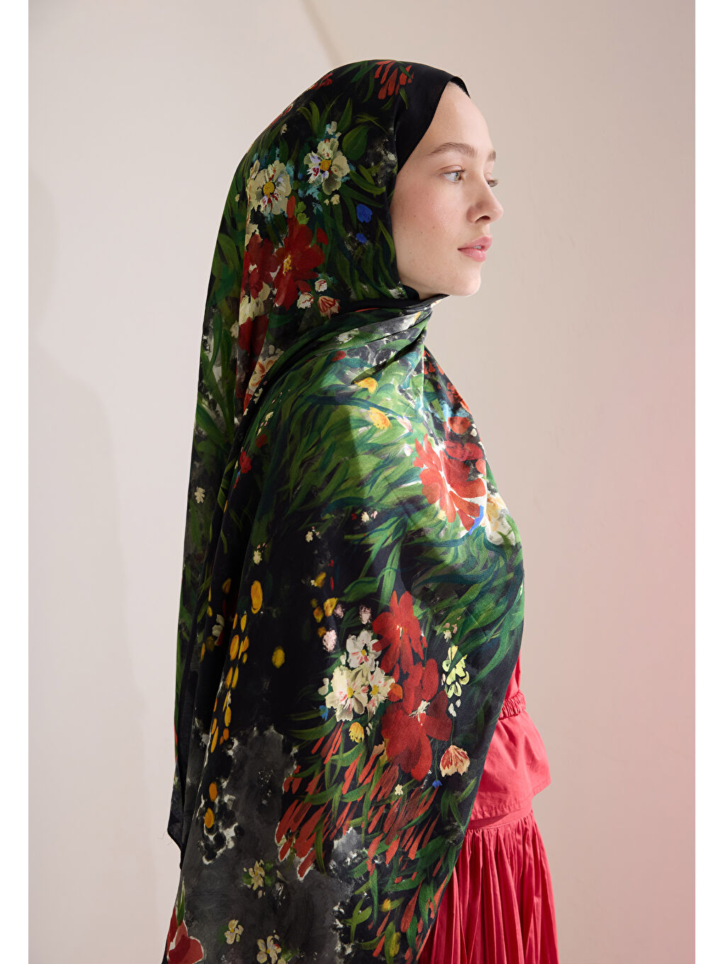 Sweet Garden Floş Viskon Şal Siyah-2