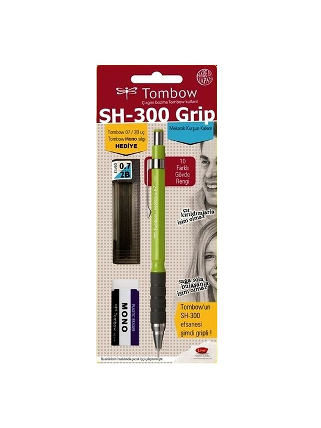 Tombow SH-300 Grip Mekanik Kurşun Kalem Okul Seti 0.5 Limon Yeşili