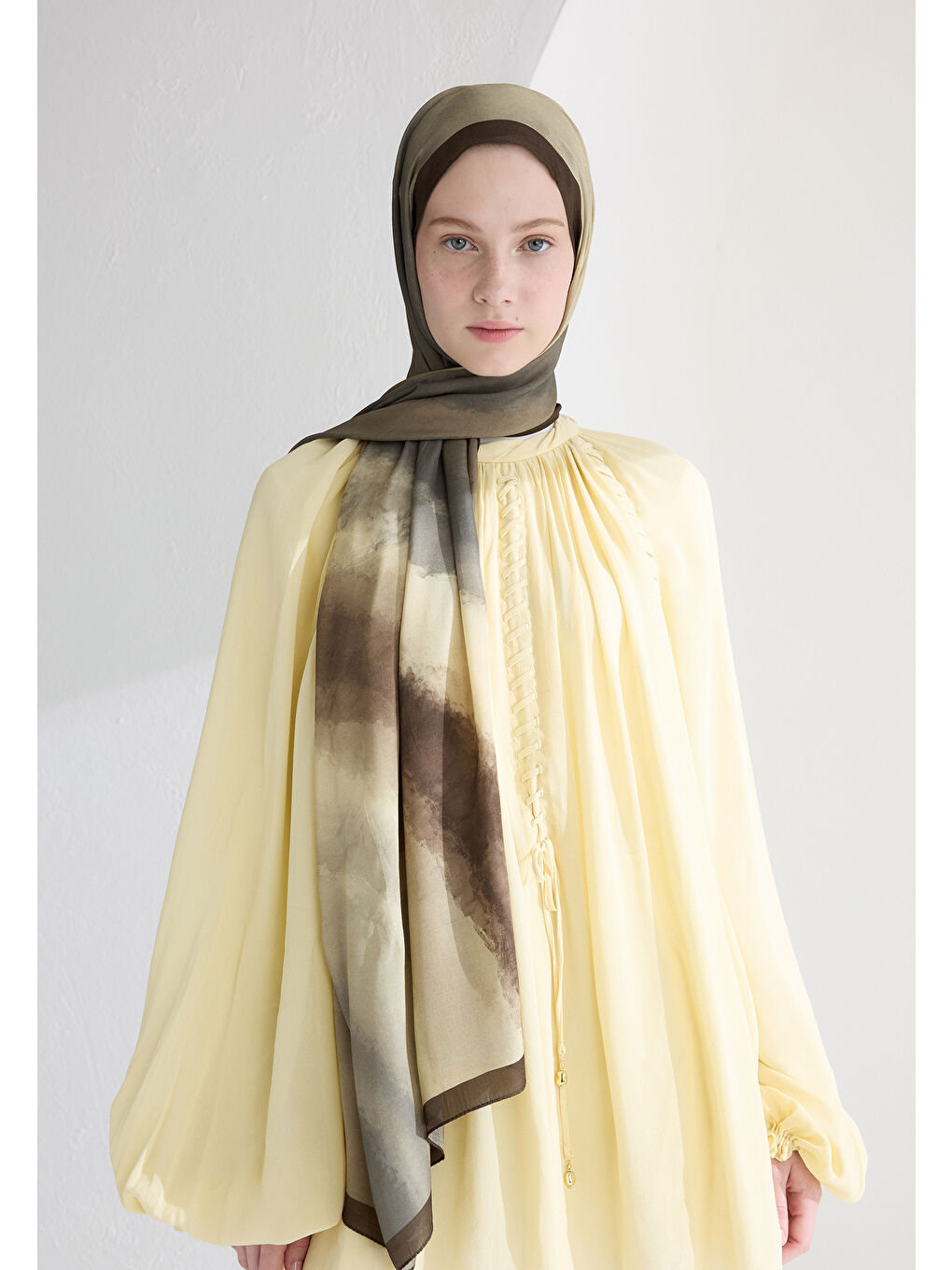 Ombre Floş Viskon Şal Bej-2