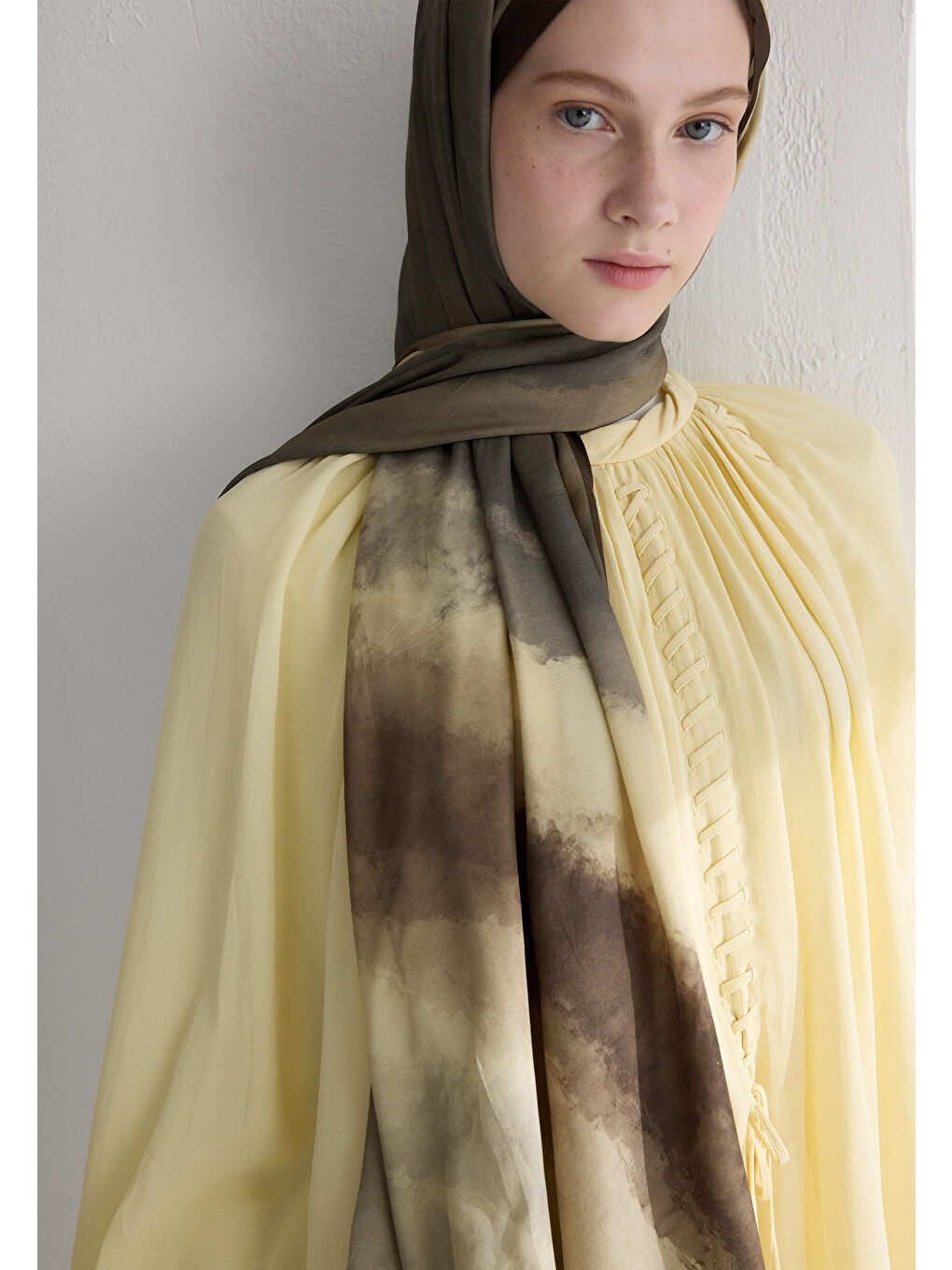 Ombre Floş Viskon Şal Bej-3