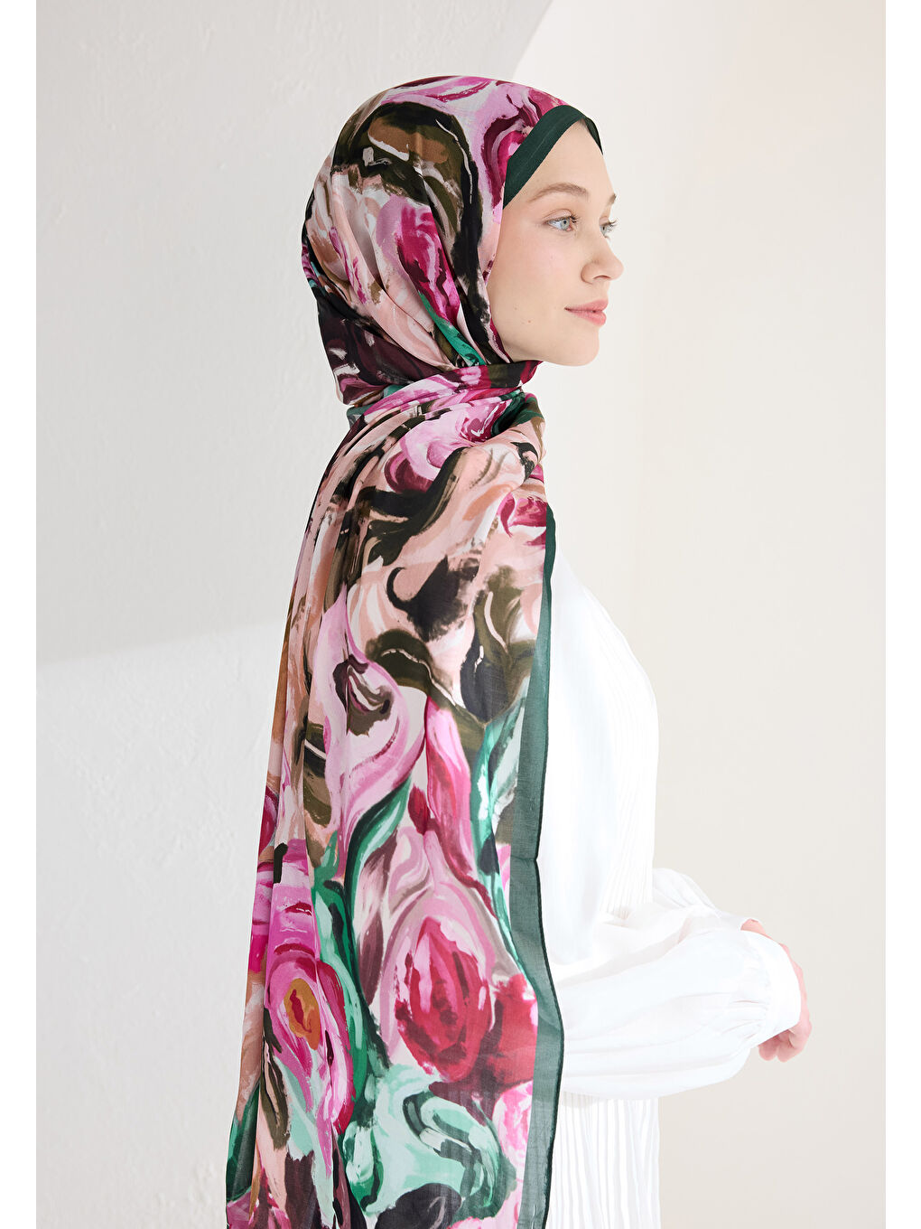 Rosıe Floş Viskon Şal Yeşil-1