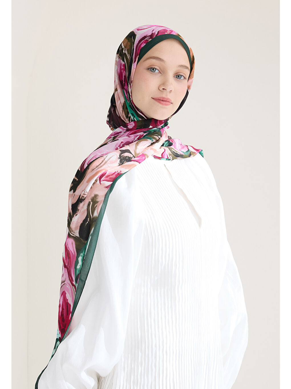 Rosıe Floş Viskon Şal Yeşil-2