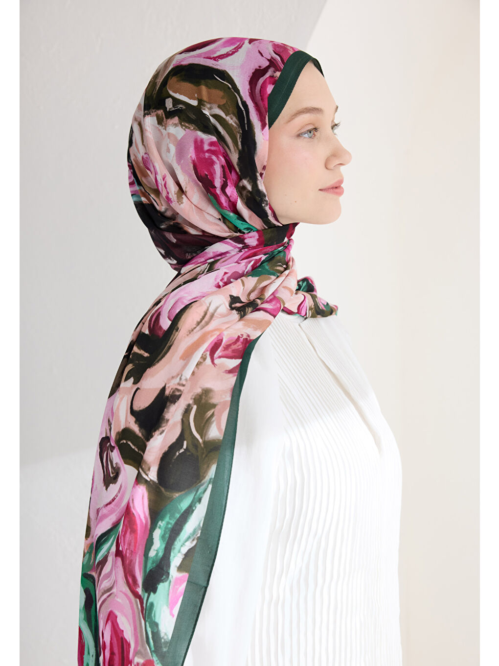 Rosıe Floş Viskon Şal Yeşil-3