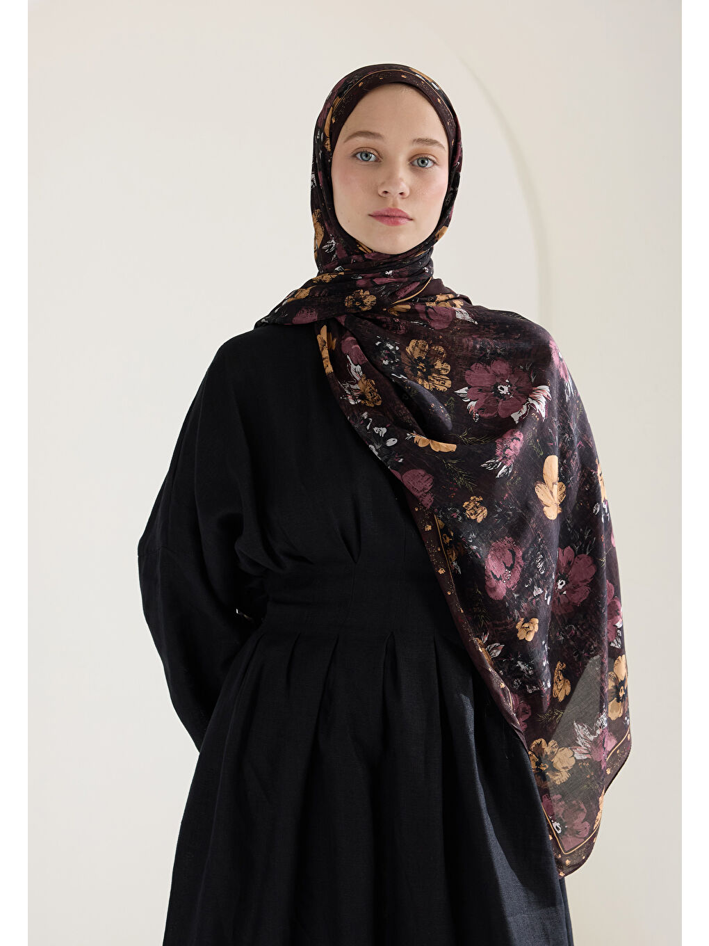 Kahverengi Tıny Garden Floş Viskon Şal Kahve