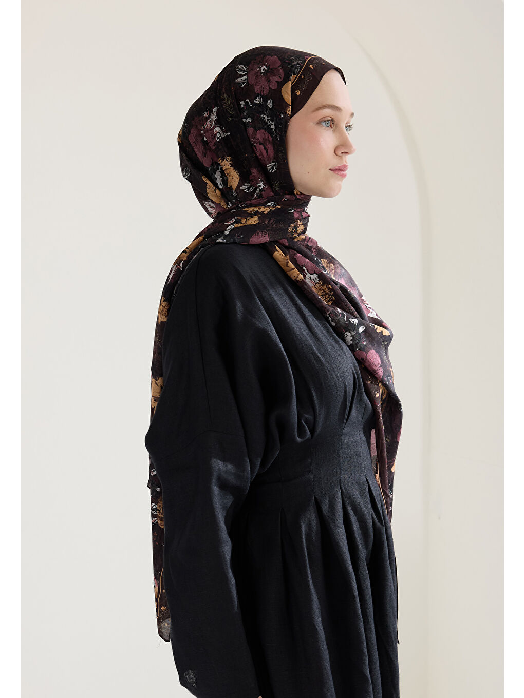 Kahverengi Tıny Garden Floş Viskon Şal Kahve-1