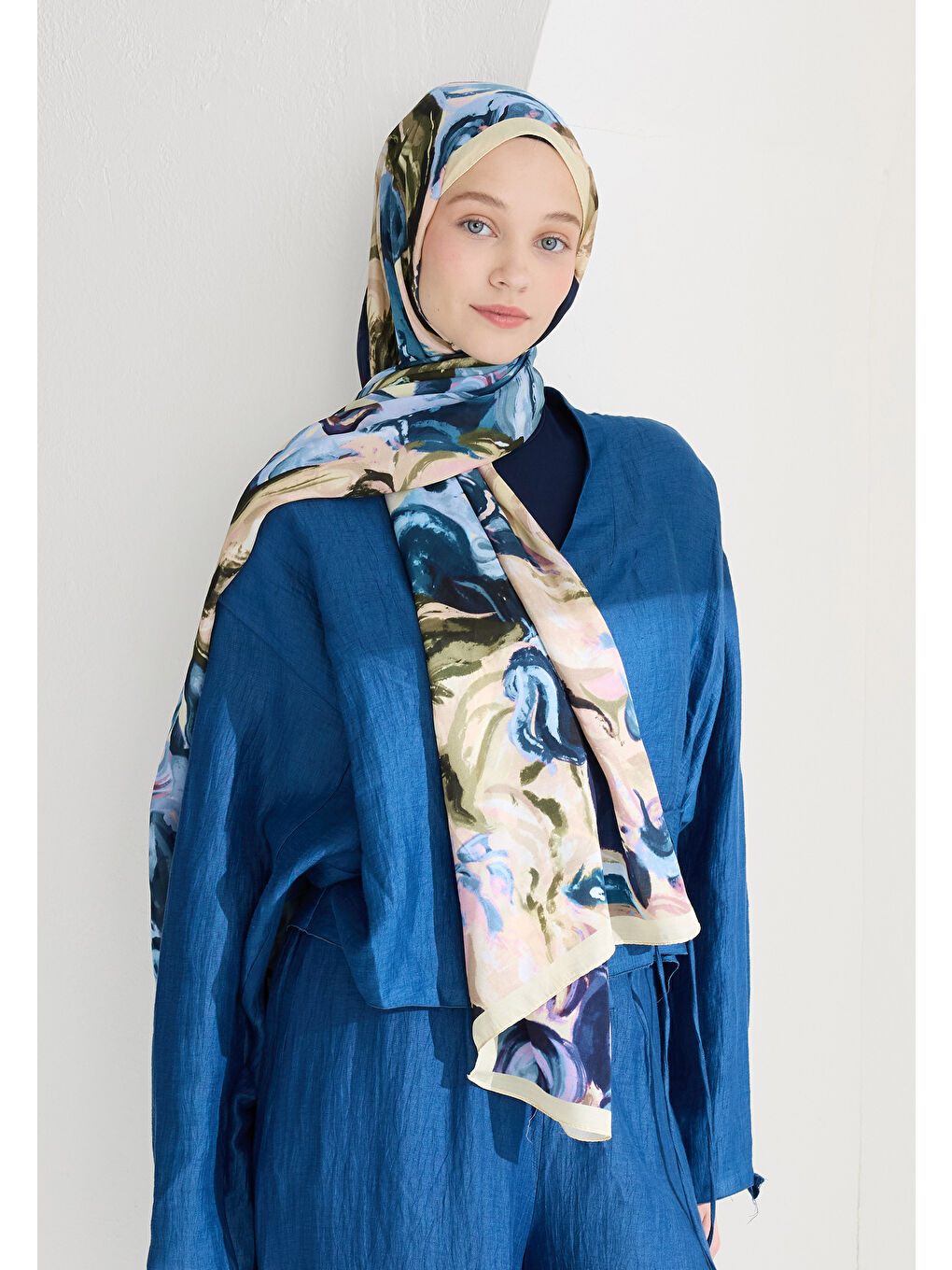 Rosıe Floş Viskon Şal İndigo-1