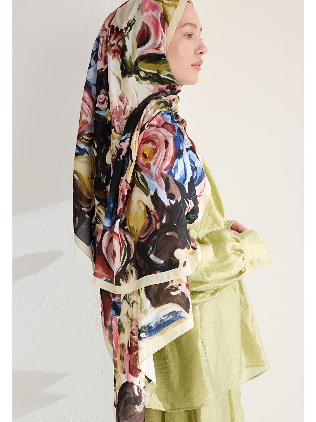 Sarı Rosıe Floş Viskon Şal Tereyağı-1