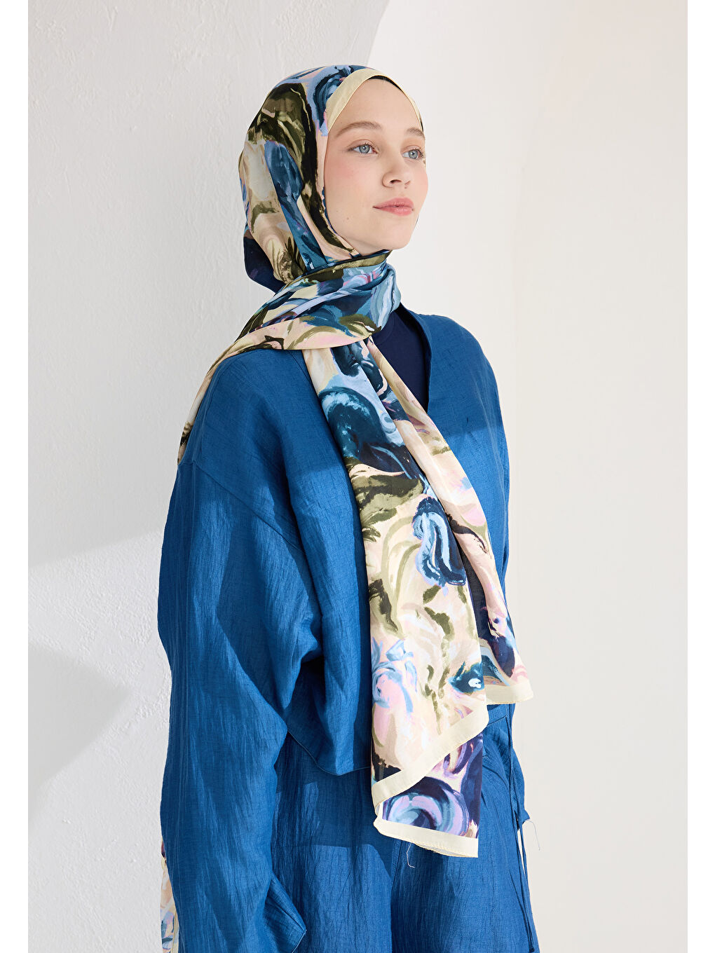 Rosıe Floş Viskon Şal İndigo-2