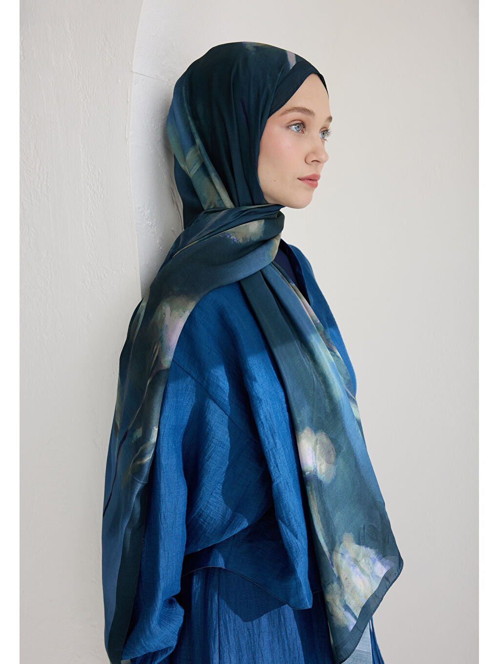 Polly Floş Viskon Şal İndigo-1