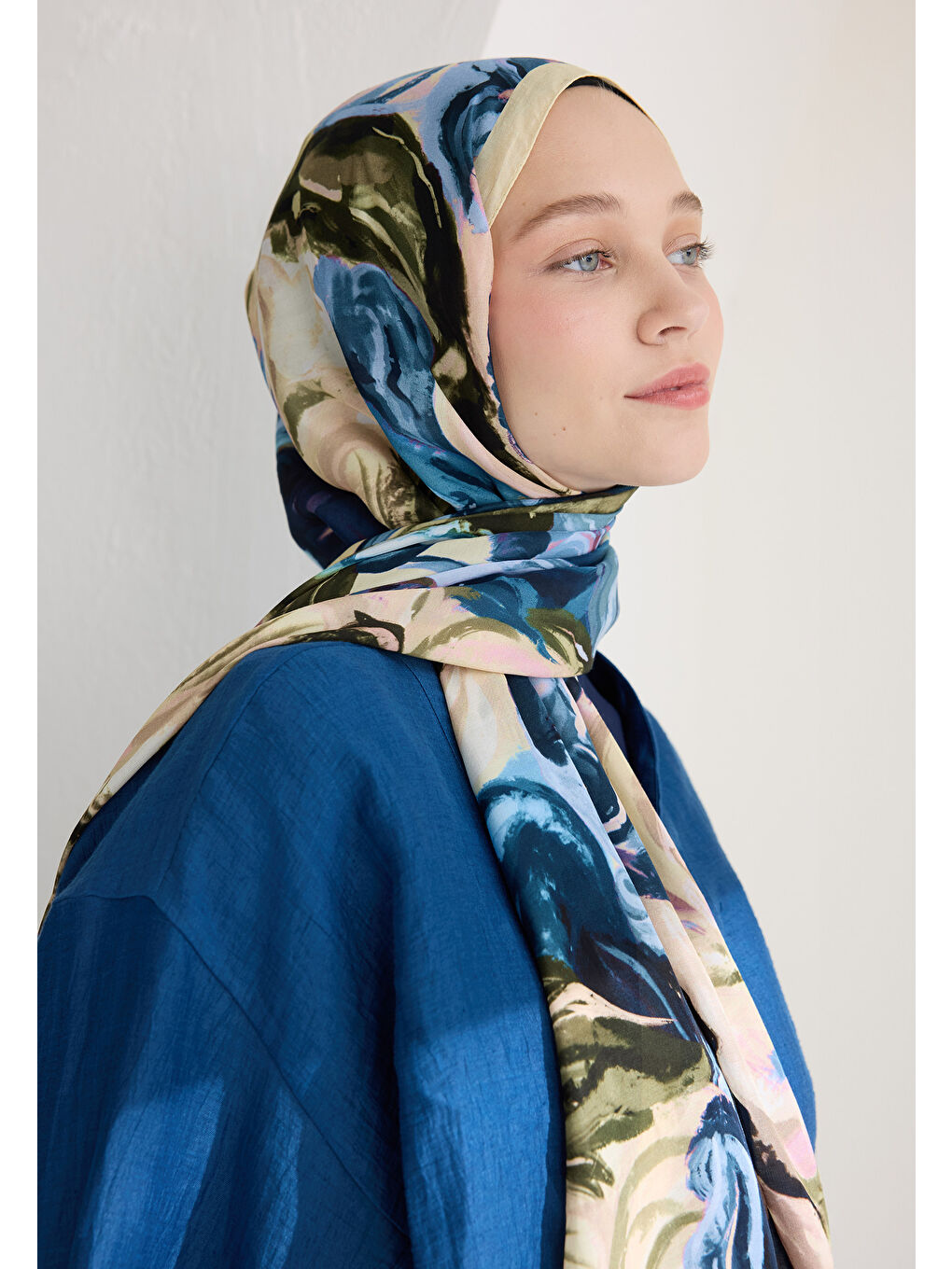 Rosıe Floş Viskon Şal İndigo-3