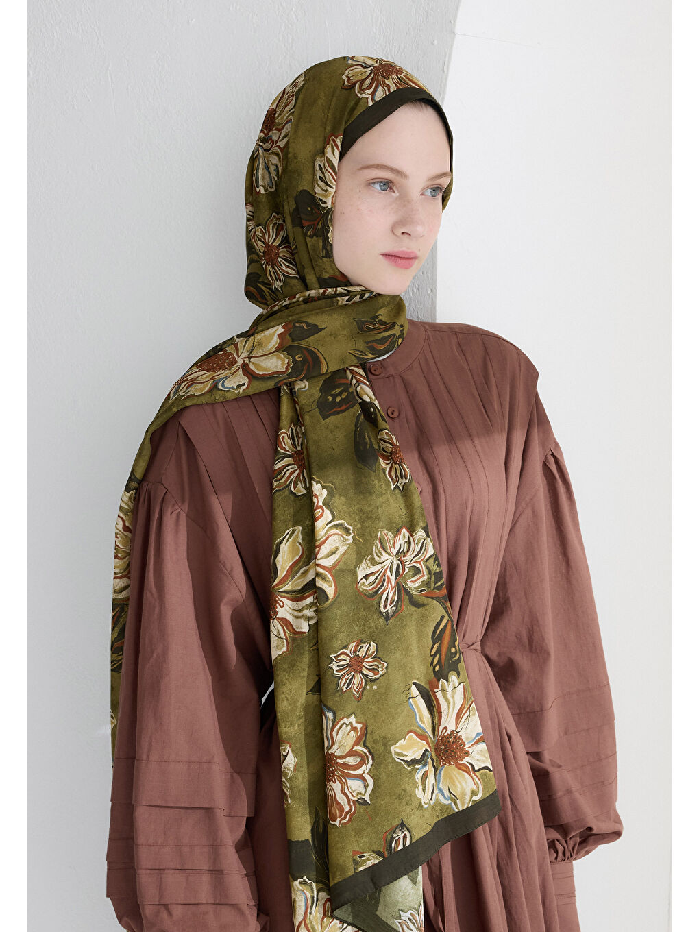 Jasmıne Floş Viskon Şal Yeşil-1