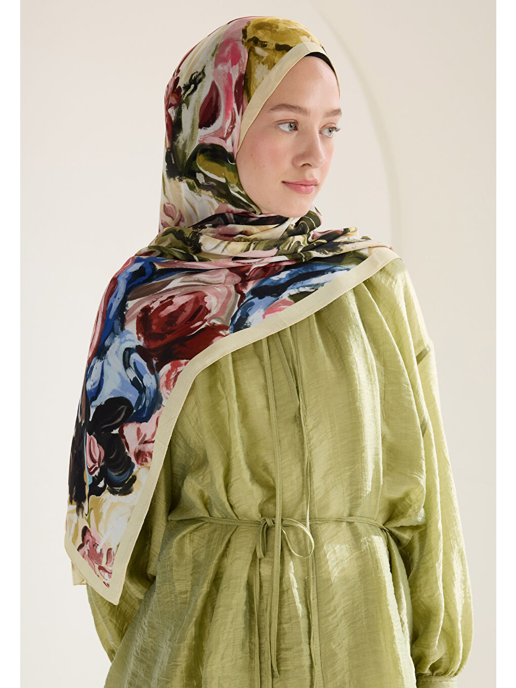 Sarı Rosıe Floş Viskon Şal Tereyağı-3