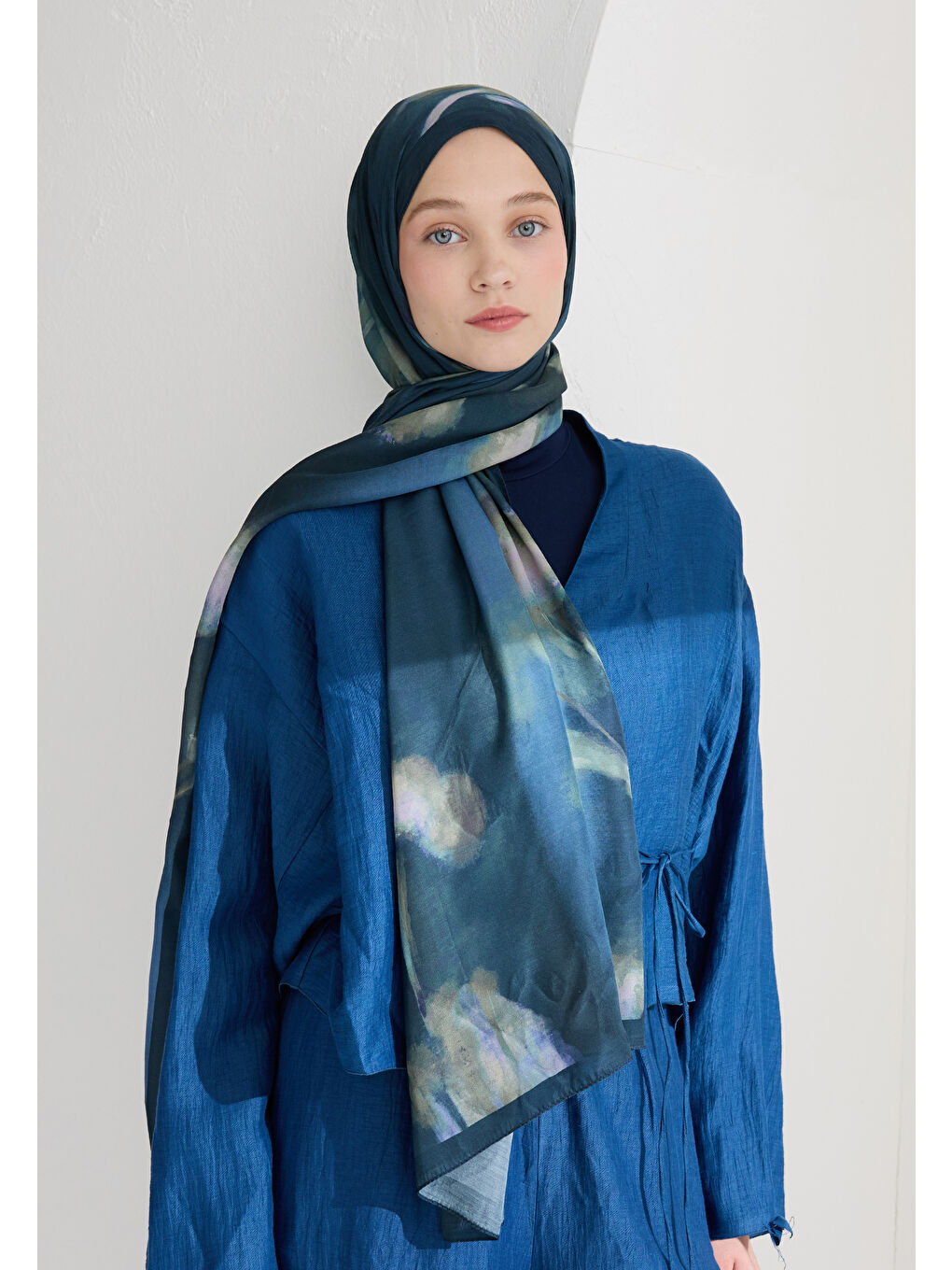 Polly Floş Viskon Şal İndigo-2